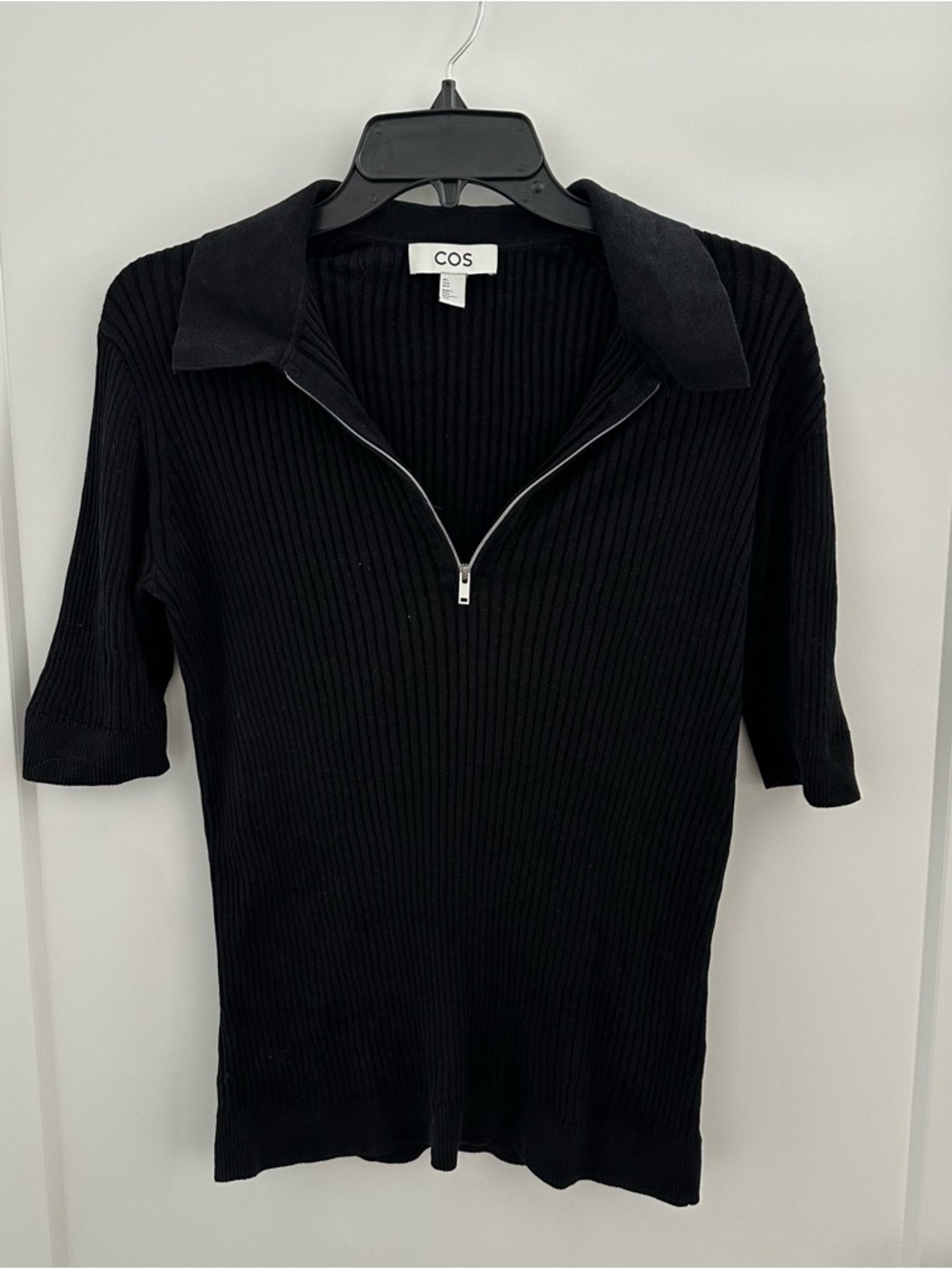COS Knitted Silk Half-Zip Polo Shirt